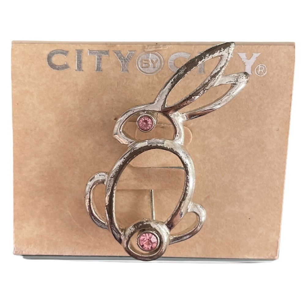 Bunny Rabbit Pink Diamond Crystal Pin - Picture 5 of 6